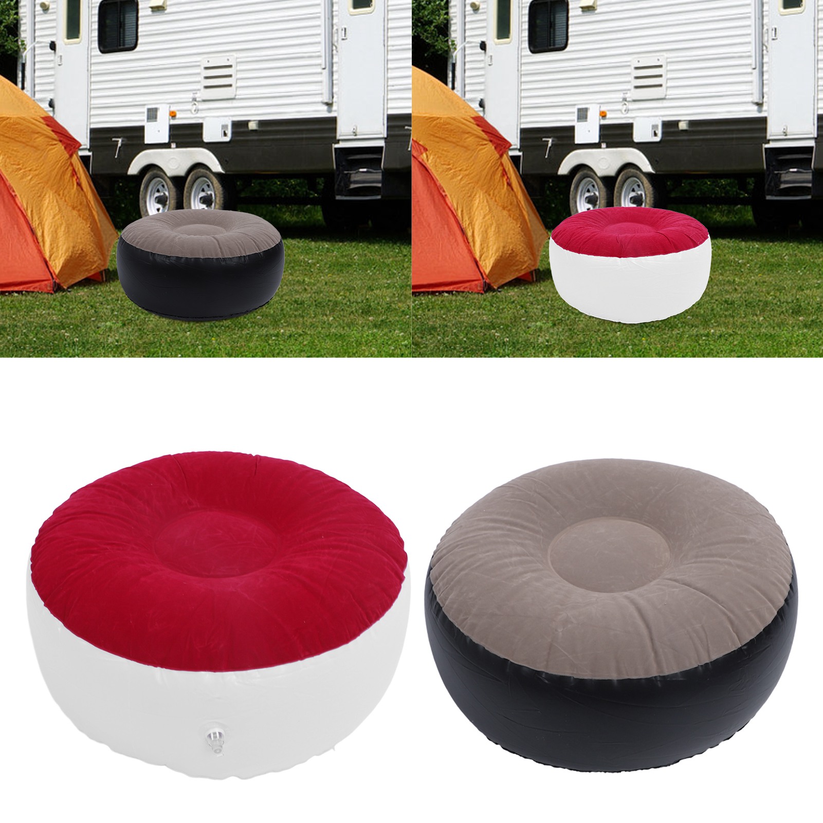 Outdoor Furniture Designer - Nadmuchiwany stołek z flokowanym wykończeniem, wielofunkcyjny,