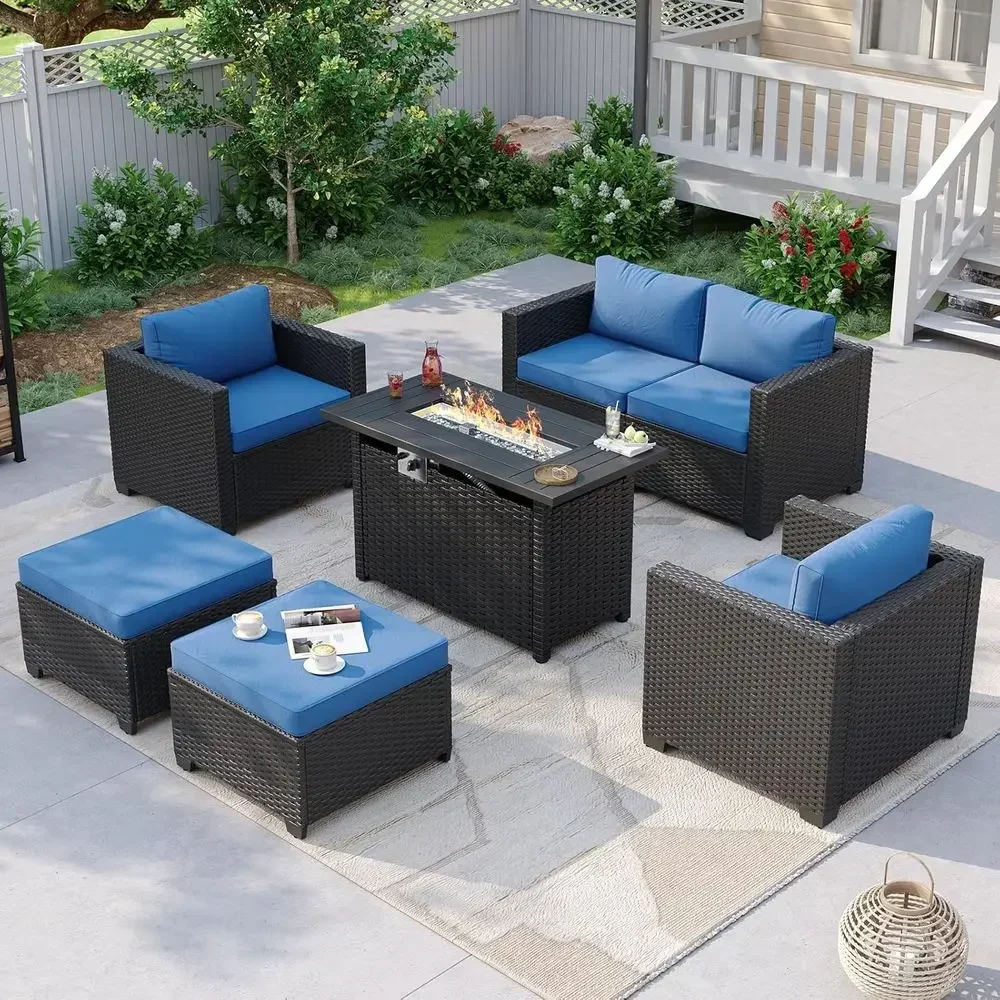 Outdoor Furniture Set With Fire Pit - 6-osobowy zestaw mebli ogrodowych z stołem