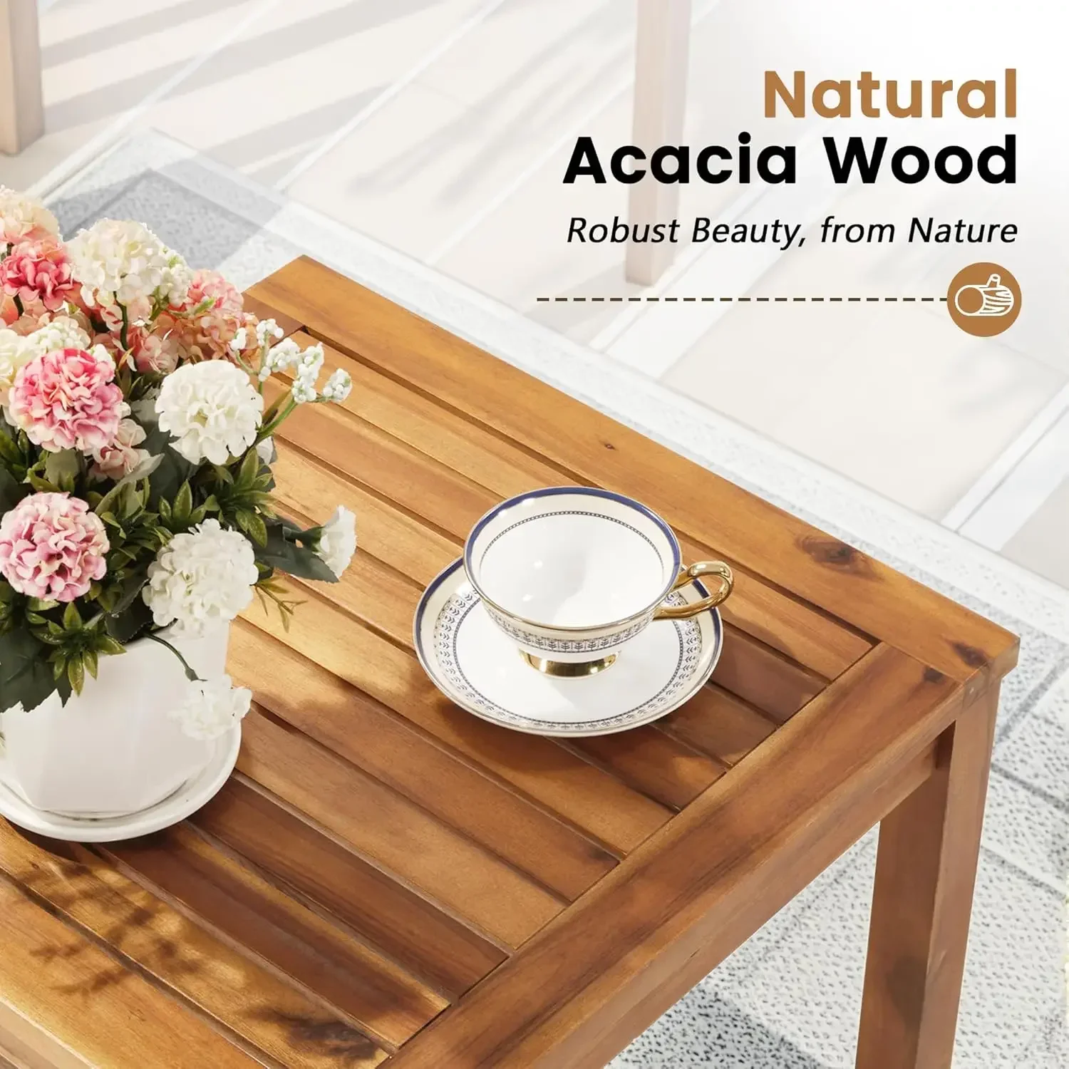 Outdoor Furniture Balcony - Zestaw mebli ogrodowych z drewna akacjowego,