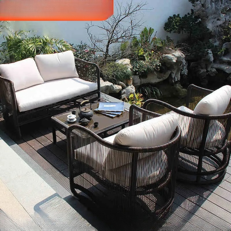 Outdoor Furniture Teak - Zestaw mebli ogrodowych z rattanu, odporny