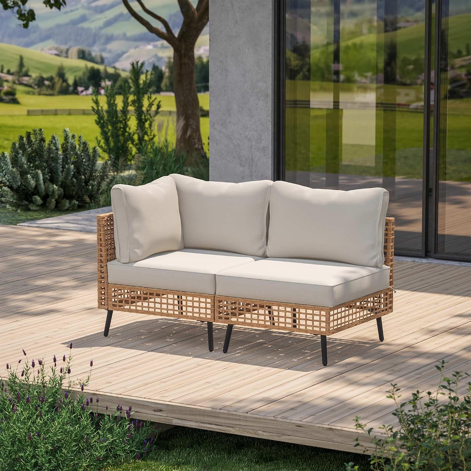 Outdoor Furniture Rattan - Zestaw mebli ogrodowych z wikliny PE,