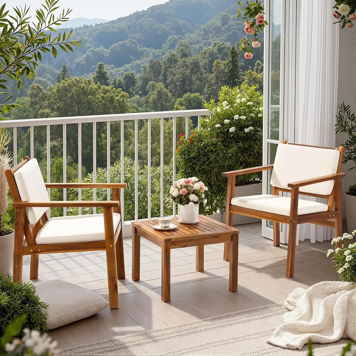 Zestaw mebli ogrodowych z drew – Outdoor Furniture Balcony recenzja i cena