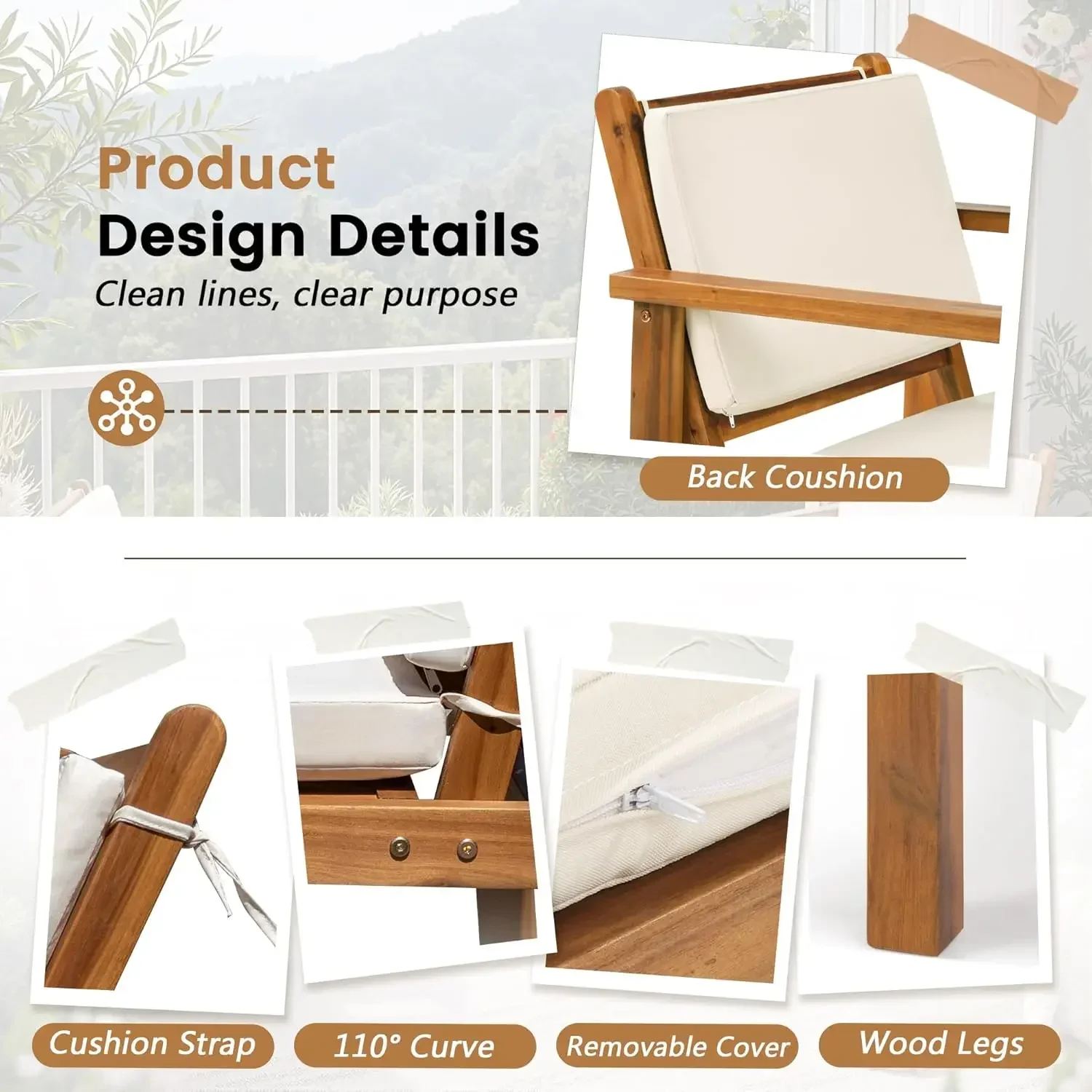 Zestaw mebli ogrodowych z drew – Outdoor Furniture Balcony recenzja i cena