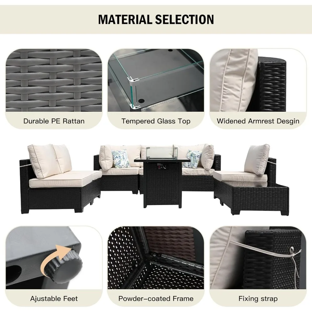 8-częściowy zestaw mebli ogrod – Outdoor Furniture Set With Fire Pit recenzja i cena