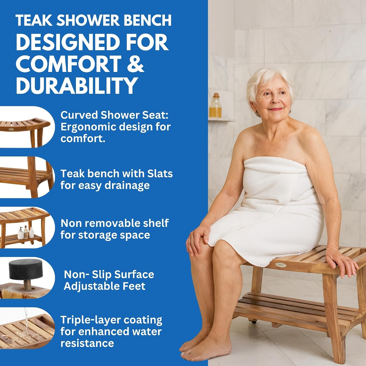 Ławka prysznicowa z drewna tek – Outdoor Furniture Teak recenzja i cena