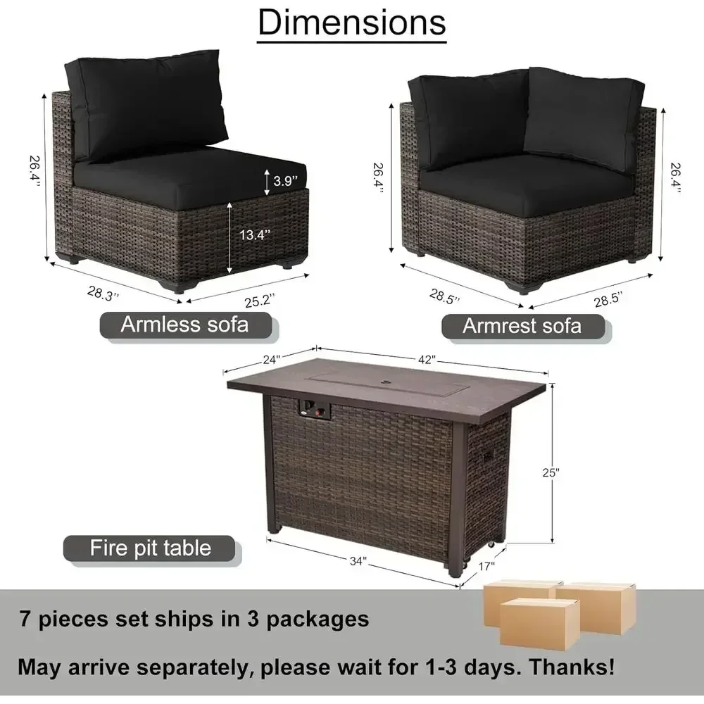 7-częściowy zestaw mebli ogrod – Outdoor Furniture Set With Fire Pit recenzja i cena