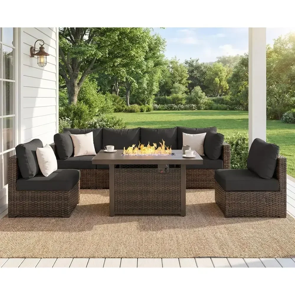 7-częściowy zestaw mebli ogrod – Outdoor Furniture Set With Fire Pit recenzja i cena