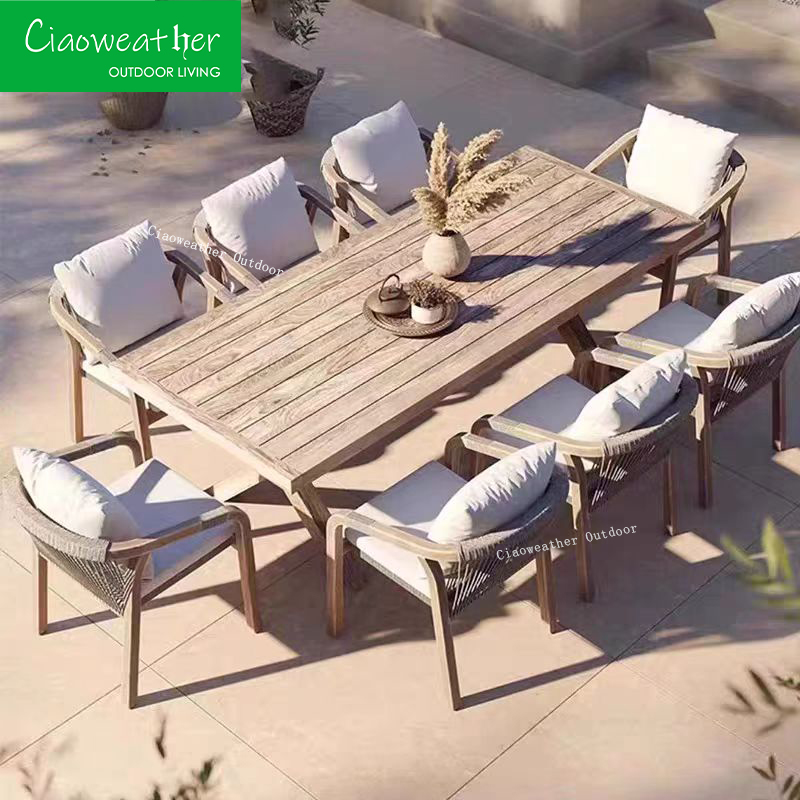 Zestaw mebli ogrodowych: stół  – Outdoor Furniture Teak Wood recenzja i cena