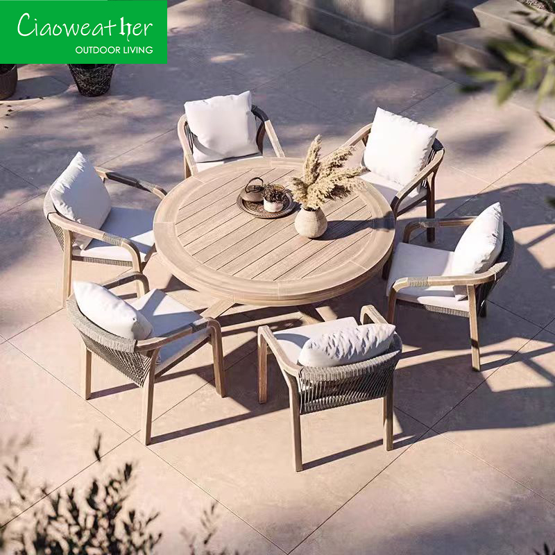 Zestaw mebli ogrodowych: stół  – Outdoor Furniture Teak Wood recenzja i cena